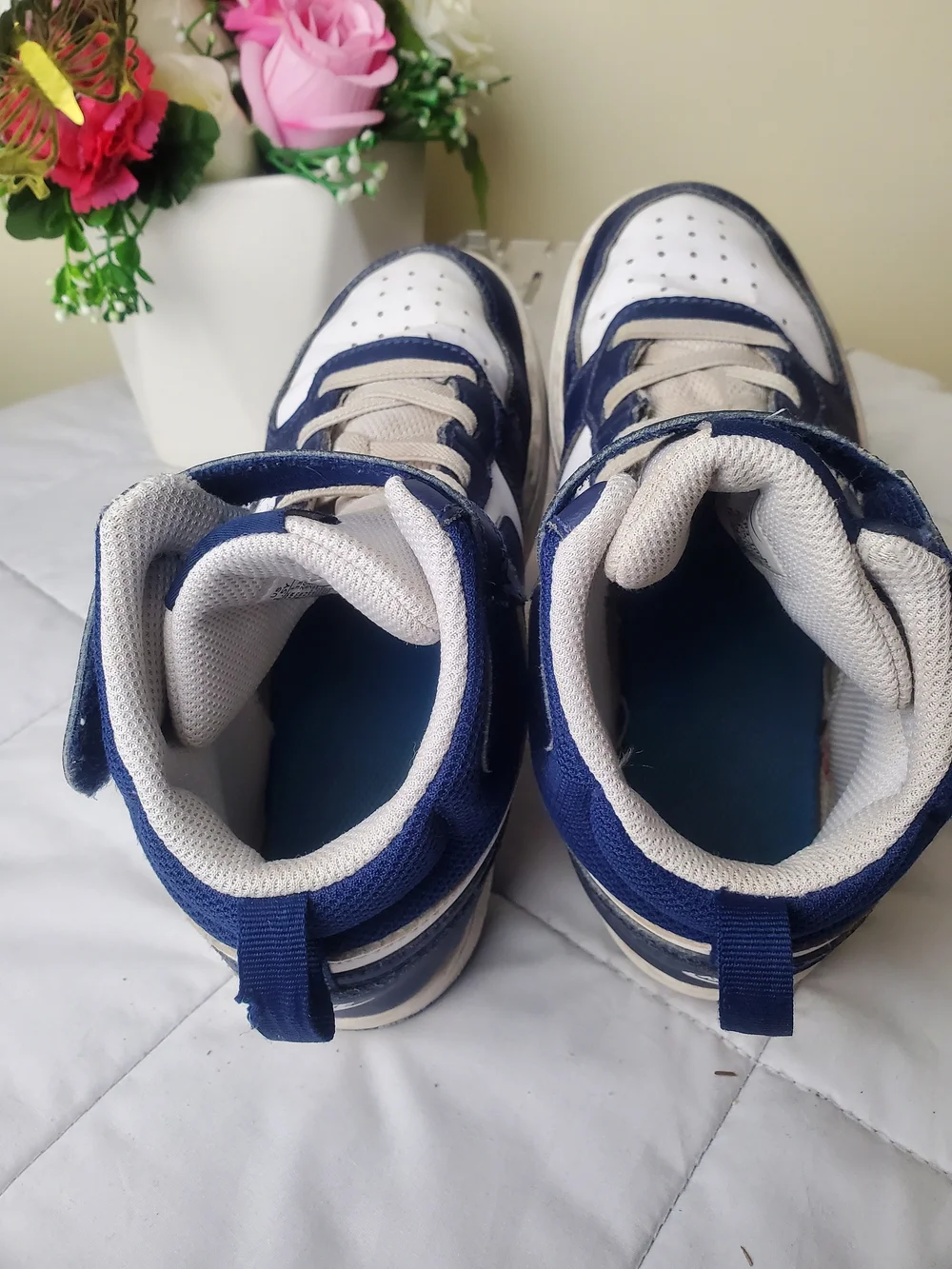 Nike Court Borough Mid 2 White Blue Size 1.5Y